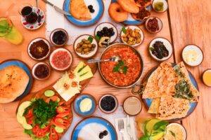 Top view of food on the table